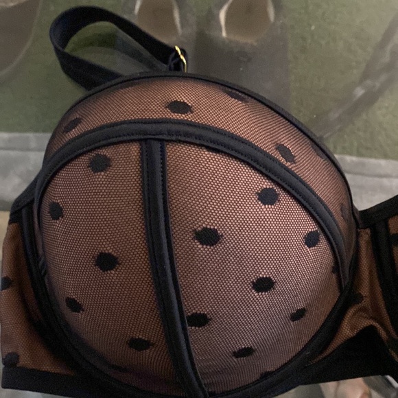 Black and Brown Polka Dot Women's Swim Top - Picture 2 of 4